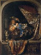 Gerard Dou Trumpet-Player in front of a Banquet Sweden oil painting artist